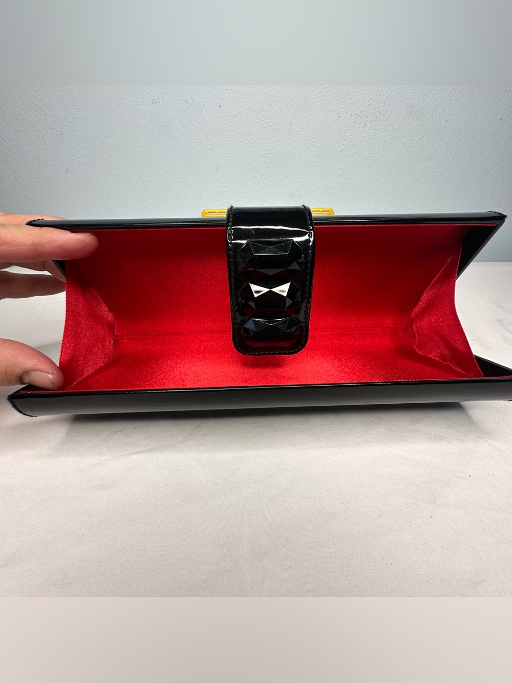 Lancome Black Gloss Clutch with Red Interior